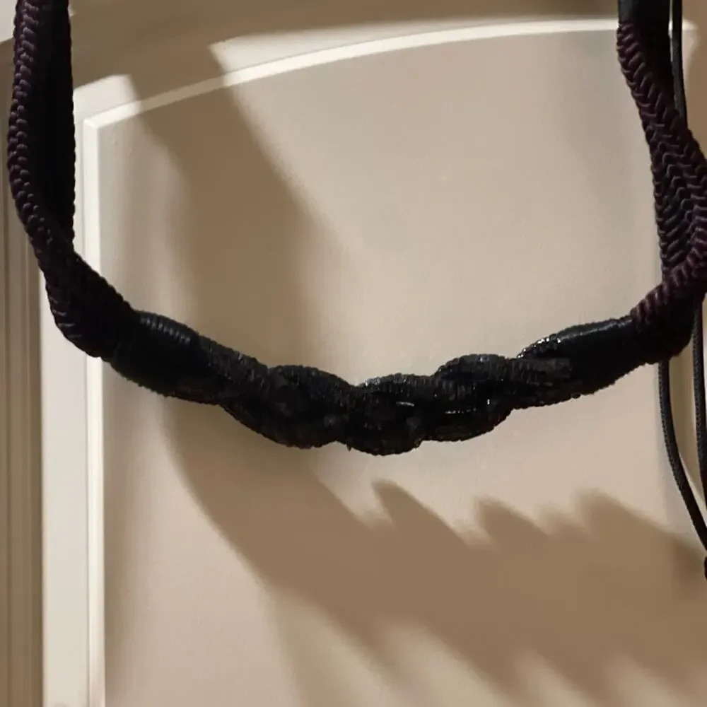 Belt seqiun or necklace black -48” long macramé sequins cord- great accessory